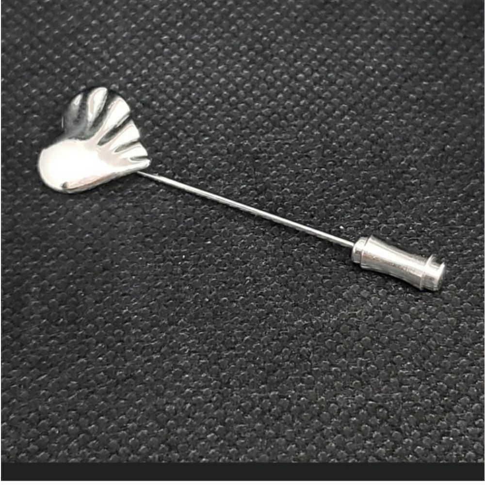 VINTAGE TRIFARI Ruffled HEART Silver-tone Stick Pin